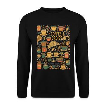 Breakfast Coffee Croissants Funny Brunch Food - Unisex Sweatshirt - black - Front - Alina (178cm) & Michal (187cm)