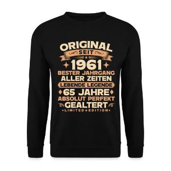 Original 1961 Jahrgang Legende 65. Geburtstag - Unisex Pullover - Schwarz - Vorne - Alina (178cm) & Michal (187cm)