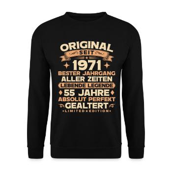 Original 1971 Jahrgang Legende 55. Geburtstag - Unisex Pullover - Schwarz - Vorne - Alina (178cm) & Michal (187cm)