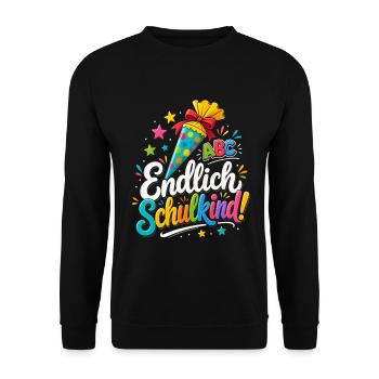 Endlich Schulkind ! - Unisex Pullover - Schwarz - Vorne - Alina (178cm) & Michal (187cm)