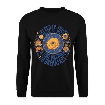 Le petit-déjeuner et le sommeil n’est qu’une machine à remonter le temps - Sweat-shirt Unisexe - noir - Devant - Alina (178cm) & Michal (187cm)