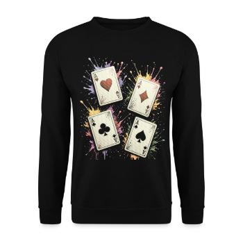 Multicolor Ace Square Splash Art Cards - Unisex Sweatshirt - black - Front - Alina (178cm) & Michal (187cm)