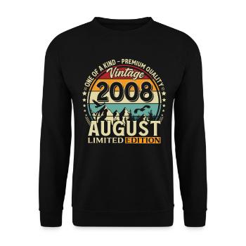 18th Birthday Gift Husband Original 2008 August - Unisex Sweatshirt - black - Front - Alina (178cm) & Michal (187cm)