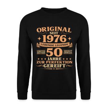 Original Baujahr 1976 geboren 50. Geburtstag - Unisex Pullover - Schwarz - Vorne - Alina (178cm) & Michal (187cm)