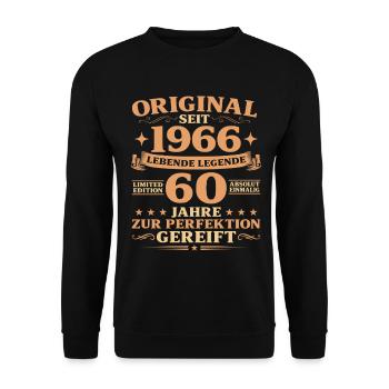Original Baujahr 1966 geboren 60. Geburtstag - Unisex Pullover - Schwarz - Vorne - Alina (178cm) & Michal (187cm)