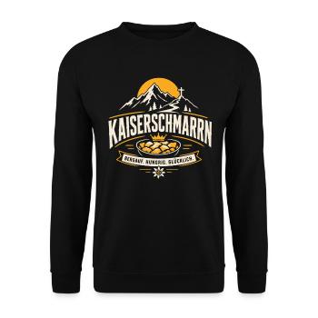 Kaiserschmarrn Berge Bergauf Hungrig Glücklich - Unisex Pullover - Schwarz - Vorne - Alina (178cm) & Michal (187cm)
