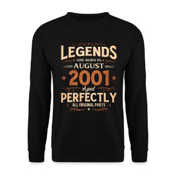 25. Geburtstag Geschenk Mann Legende August 2001 - Unisex Pullover - Schwarz - Vorne - Alina (178cm) & Michal (187cm)