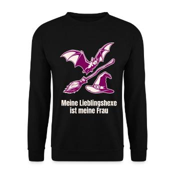 Lieblingshexe Fledermaus Hexenhut - Unisex Pullover - Schwarz - Vorne - Alina (178cm) & Michal (187cm)