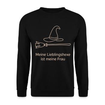 Lieblingshexe Hexenhut Hexenbesen - Unisex Pullover - Schwarz - Vorne - Alina (178cm) & Michal (187cm)