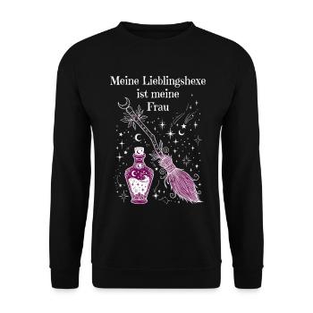 Lieblingshexe Zaubertrank Hexenbesen - Unisex Pullover - Schwarz - Vorne - Alina (178cm) & Michal (187cm)
