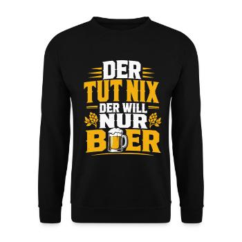 Der tut nix der will nur Bier - Unisex Pullover - Schwarz - Vorne - Alina (178cm) & Michal (187cm)