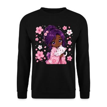Fille noire japonaise - Sweat-shirt Unisexe - noir - Devant - Alina (178cm) & Michal (187cm)