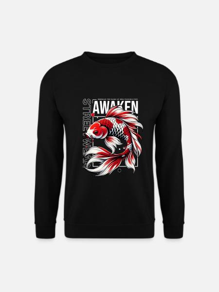Awaken Koi Fish: Japanese Streetwear - Unisex Pullover - Schwarz