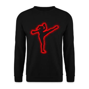 Muay Thai Kampfsport Kickboxer Mädchen Kickboxen - Unisex Pullover - Schwarz - Vorne - Alina (178cm) & Michal (187cm)