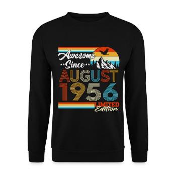 Cadeau d’anniversaire rétro vintage d’août 1956 - Sweat-shirt Unisexe - noir - Devant - Alina (178cm) & Michal (187cm)
