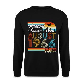 August 1966 Vintage Retro Birthday Gift - Unisex Sweatshirt - black - Front - Alina (178cm) & Michal (187cm)