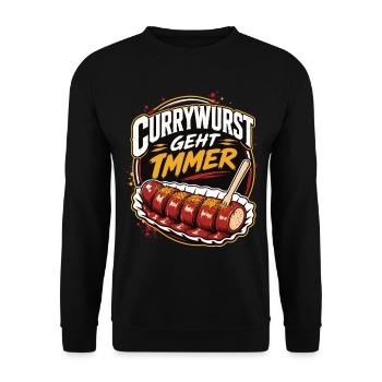 Currywurst Geht Immer | Fast Food Kult - Unisex Pullover - Schwarz - Vorne - Alina (178cm) & Michal (187cm)
