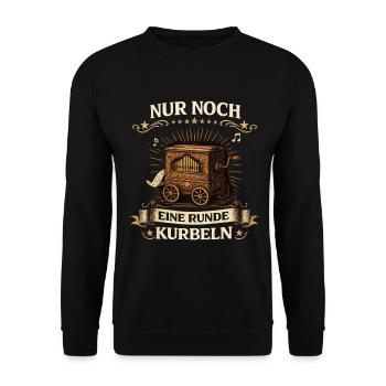 Vintage Drehorgel | Klassisches Musik Motiv - Unisex Pullover - Schwarz - Vorne - Alina (178cm) & Michal (187cm)