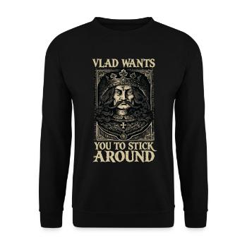 Vlad veut te garder - Sweat-shirt Unisexe - noir - Devant - Alina (178cm) & Michal (187cm)