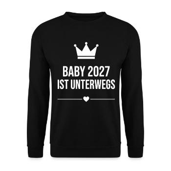 Baby 2027 Ist Unterwegs Krone - Unisex Pullover - Schwarz - Vorne - Alina (178cm) & Michal (187cm)