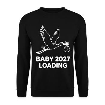 Baby 2027 Loading Storch - Unisex Pullover - Schwarz - Vorne - Alina (178cm) & Michal (187cm)