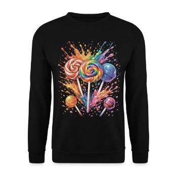 Multicolor Candy Lollipop Splash Art - Unisex Sweatshirt - black - Front - Alina (178cm) & Michal (187cm)