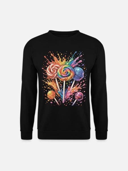 Mehrfarbige Süßigkeiten-Lutscher-Spritzkunst - Unisex Pullover - Schwarz