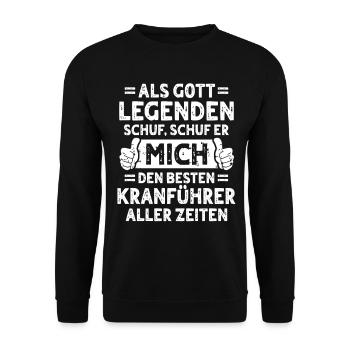 Kranführer - Unisex Pullover - Schwarz - Vorne - Alina (178cm) & Michal (187cm)