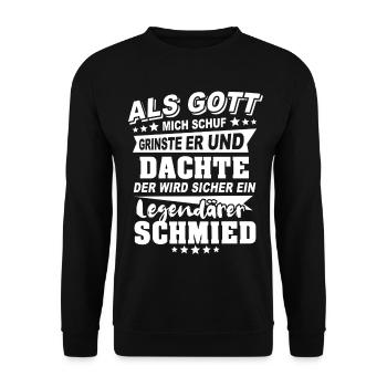 Schmied - Unisex Pullover - Schwarz - Vorne - Alina (178cm) & Michal (187cm)