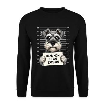 Liebe Mama, ich kann Schnauzer-Humor erklären - Unisex Pullover - Schwarz - Vorne - Alina (178cm) & Michal (187cm)
