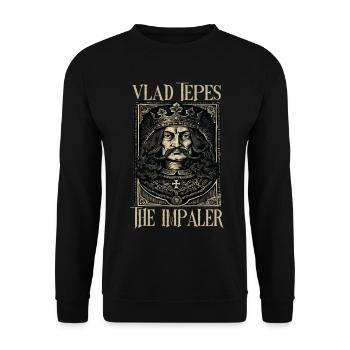 Vlad Tepes The Impaler Portrait - Unisex Sweatshirt - black - Front - Alina (178cm) & Michal (187cm)