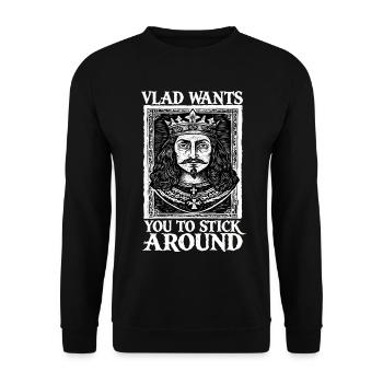 Vlad wants you to stay - Unisex Sweatshirt - black - Front - Alina (178cm) & Michal (187cm)