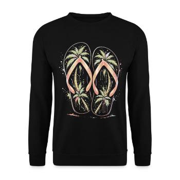 Flip-Flops Strandpalmen-Mehrfarbige Splash-Art - Unisex Pullover - Schwarz - Vorne - Alina (178cm) & Michal (187cm)