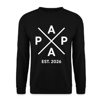 Papa Fondé en 2026 | Père | Cadeau de la fête des pères - Sweat-shirt Unisexe - noir - Devant - Alina (178cm) & Michal (187cm)