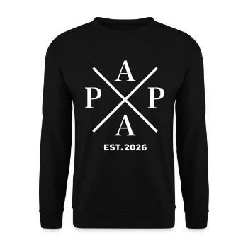 Papa Fondé en 2026 | Père | Cadeau de la fête des pères - Sweat-shirt Unisexe - noir - Devant - Alina (178cm) & Michal (187cm)