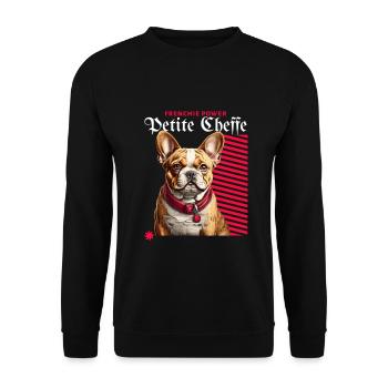 Petite Cheffe Frenchie Power - Unisex Pullover - Schwarz - Vorne - Alina (178cm) & Michal (187cm)