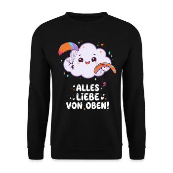 Fallschirmspringen Alles Liebe Von Oben - Unisex Pullover - Schwarz - Vorne - Alina (178cm) & Michal (187cm)