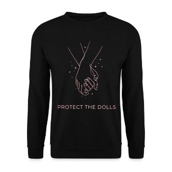 Protect The Dolls Hand Line Art - Unisex Pullover - Schwarz - Vorne - Alina (178cm) & Michal (187cm)