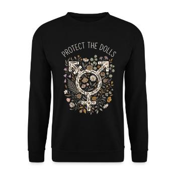 Protect The Dolls Peace Blumen - Unisex Pullover - Schwarz - Vorne - Alina (178cm) & Michal (187cm)
