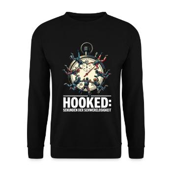 Hooked Sekunden Schwerelosigkeit - Unisex Pullover - Schwarz - Vorne - Alina (178cm) & Michal (187cm)