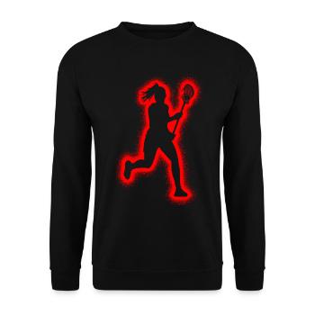 Lacrosse Spieler Damen Kinder Lacrosse Mädchen - Unisex Pullover - Schwarz - Vorne - Alina (178cm) & Michal (187cm)