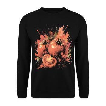Tomate Rouge Legume Splash Art Aquarelle - Sweat-shirt Unisexe - noir - Devant - Alina (178cm) & Michal (187cm)