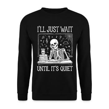 Lehrer, Halloween, Skelett - Unisex Pullover - Schwarz - Vorne - Alina (178cm) & Michal (187cm)