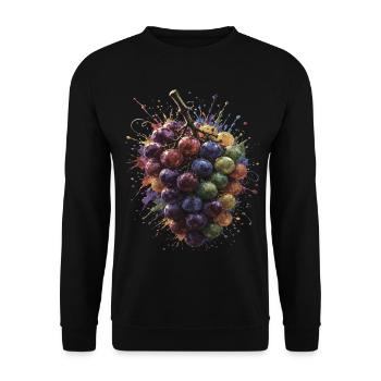 Mehrfarbige Grape Busch-Splash-Art - Unisex Pullover - Schwarz - Vorne - Alina (178cm) & Michal (187cm)