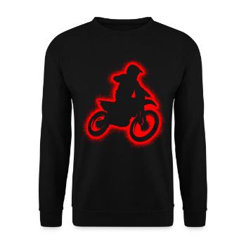 Dirt Bike Motorrad Herren Jungen Motocross Kinder - Unisex Pullover - Schwarz - Vorne - Alina (178cm) & Michal (187cm)