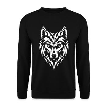 Wolf Tribal Tattoo Style - Unisex Pullover - Schwarz - Vorne - Alina (178cm) & Michal (187cm)