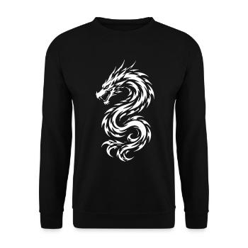 Drache Tribal Tattoo Style Style - Unisex Pullover - Schwarz - Vorne - Alina (178cm) & Michal (187cm)