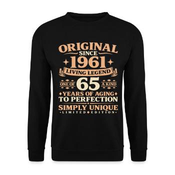 Year of Build 1961 Birthday 65 Years Vintage - Unisex Sweatshirt - black - Front - Alina (178cm) & Michal (187cm)