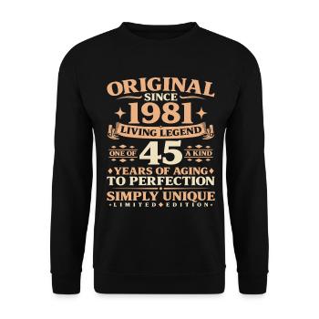 Baujahr 1981 Geburtstag 45 Jahre Vintage - Unisex Pullover - Schwarz - Vorne - Alina (178cm) & Michal (187cm)