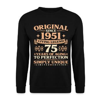 Baujahr 1951 Geburtstag 75 Jahre Vintage - Unisex Pullover - Schwarz - Vorne - Alina (178cm) & Michal (187cm)
